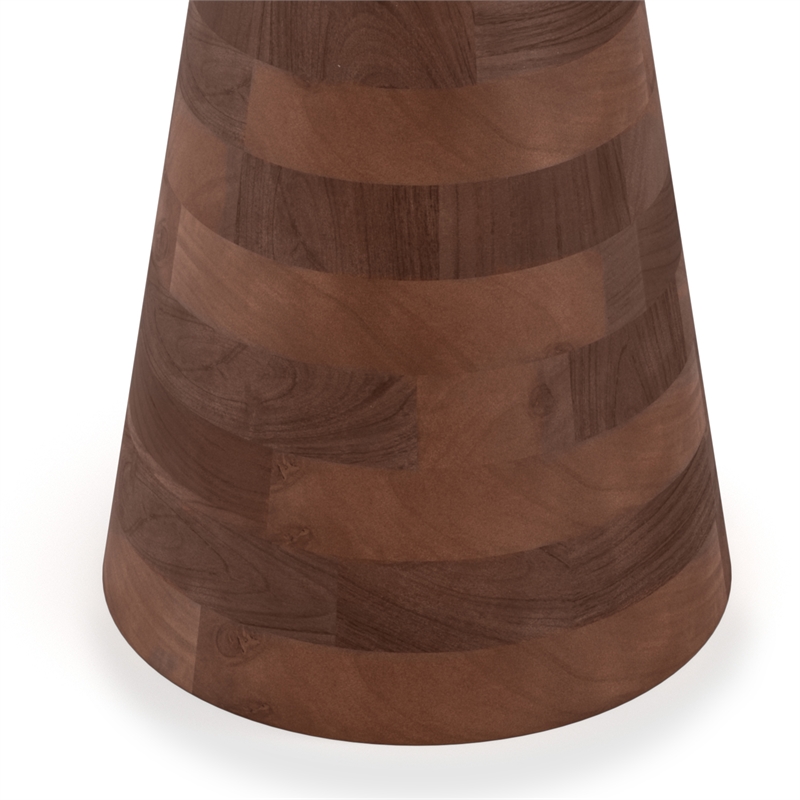 Pemberly Row Round Solid Wood and Metal End Table in Cognac Finish