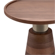Pemberly Row Round Solid Wood and Metal End Table in Cognac Finish