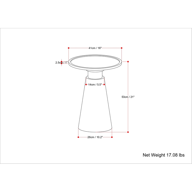 Pemberly Row Round Solid Wood and Metal End Table in Cognac Finish