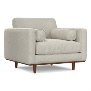 Pemberly Row 42 in Mid-Century Cream White Armchair with Bolster Pillows