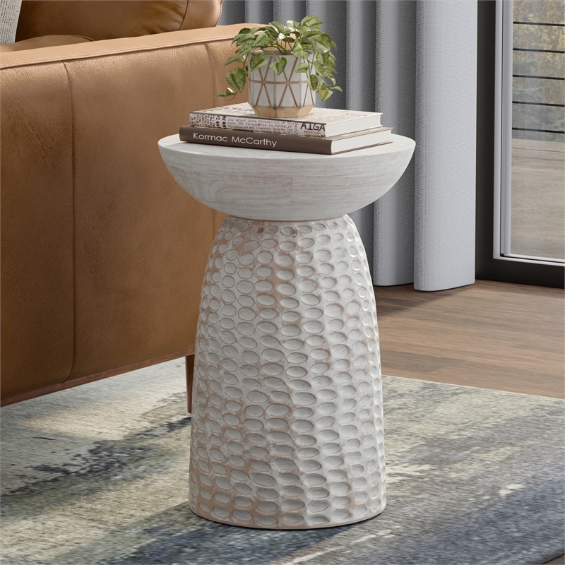 Pemberly Row 16 in Mango Accent Table in White Wash Finish