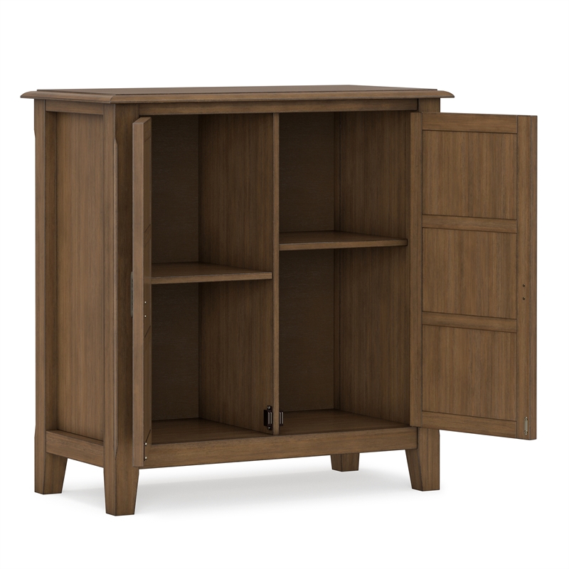 Pemberly Row Burlington Solid Wood Low Storage Cabinet in Aged Brown