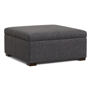Pemberly Row Gabbie 36&quot Square Storage Ottoman in Slate Grey Fabric