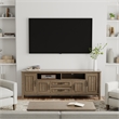 Pemberly Row Solid Wood TV Stand in Smoky Brown for TVs up to 80 in