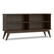 Pemberly Row Low Bookcase in Solid Wood Walnut Brown