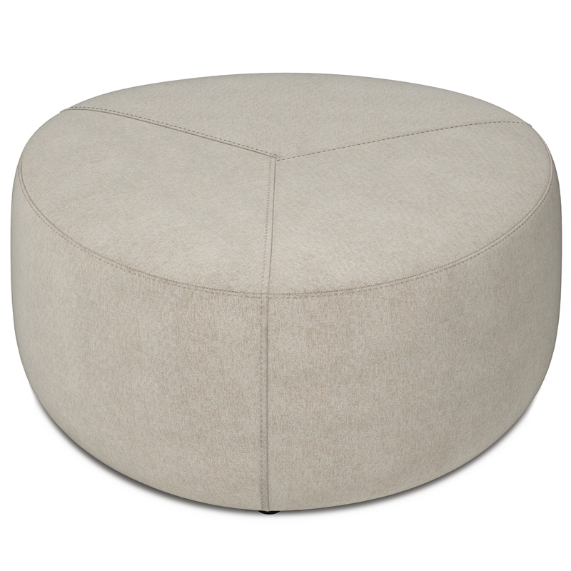 Pemberly Row 32 Inch Wide Large Ottoman in Natural Linen Fabric
