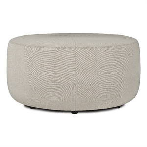 Pemberly Row 32 Inch Wide Large Ottoman in Natural Linen Fabric