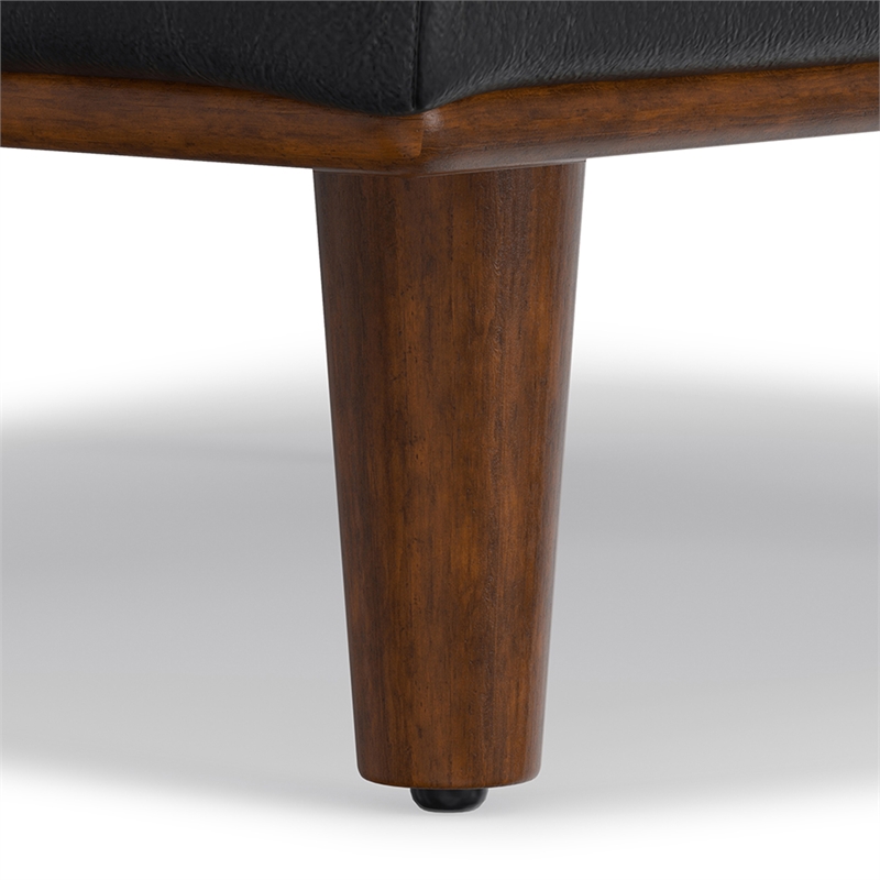Pemberly Row Large Rectangular Ottoman in Lead Black Genuine Leather