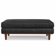 Pemberly Row Large Rectangular Ottoman in Lead Black Genuine Leather