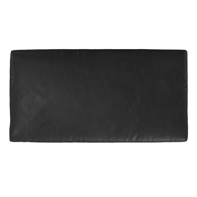 Pemberly Row Large Rectangular Ottoman in Lead Black Genuine Leather
