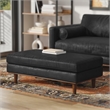Pemberly Row Large Rectangular Ottoman in Lead Black Genuine Leather