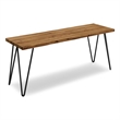 Pemberly Row Mango Wood Bench with Hairpin Metal Legs in Natural Finish