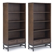 Pemberly Row 30 in Walnut Brown Rubberwood Shelving Units with Drawers