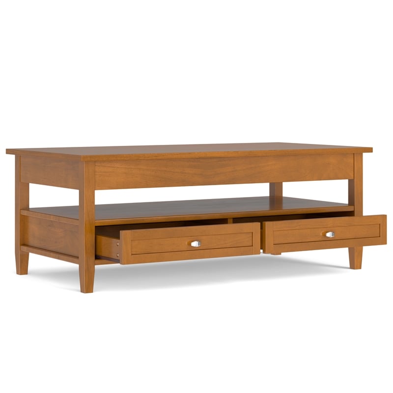 Pemberly Row Lift-Top Coffee Table with Storage in Light Golden Brown