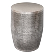 Pemberly Row Johnsen 18 in Metal Accent Table with Web Pattern in Silver
