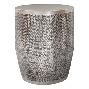 Pemberly Row Johnsen 18 in Metal Accent Table with Web Pattern in Silver