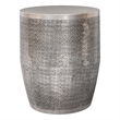 Pemberly Row Johnsen 18 in Metal Accent Table with Web Pattern in Silver