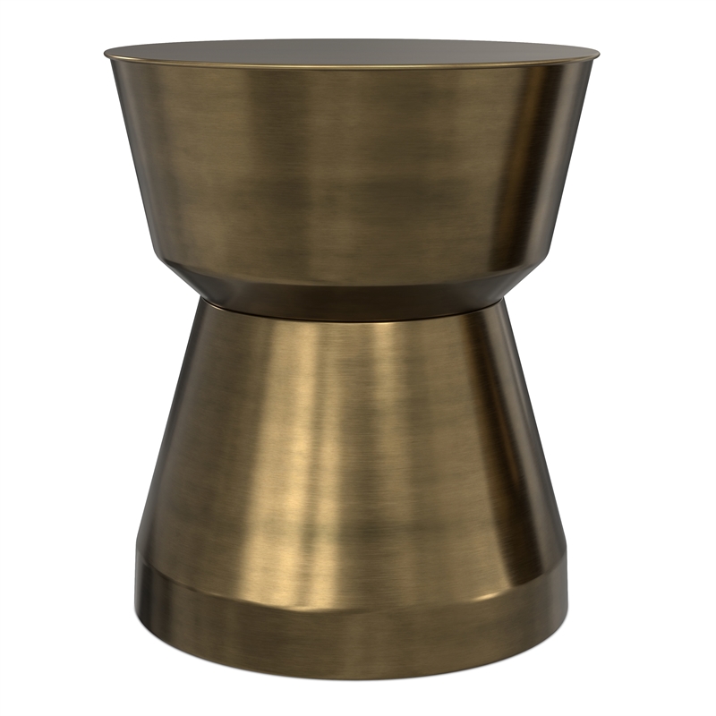Pemberly Row 16 in Wide Metal Side Table in Antique Brass Finish