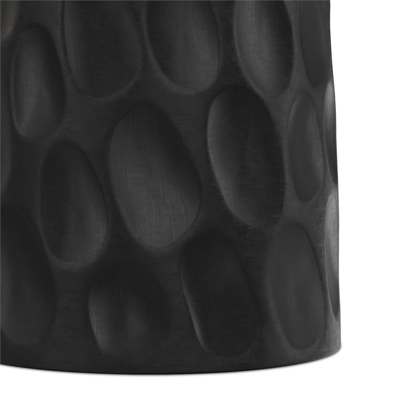 Pemberly Row Contemporary V-Chisel Accent Table in Black Mango Wood