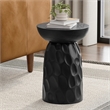 Pemberly Row Contemporary V-Chisel Accent Table in Black Mango Wood
