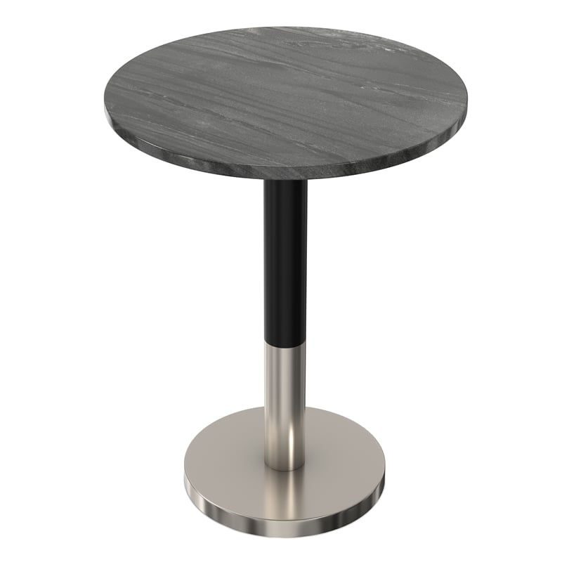 Pemberly Row Modern Side Table with Black Marble Top and Metal Base