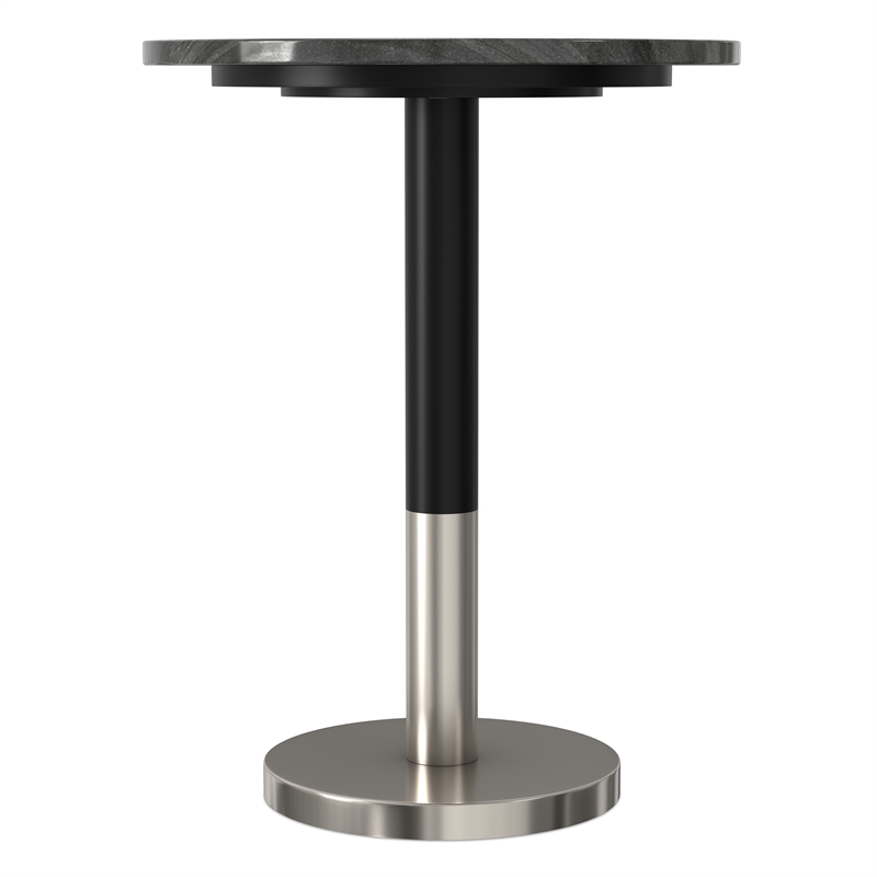 Pemberly Row Modern Side Table with Black Marble Top and Metal Base