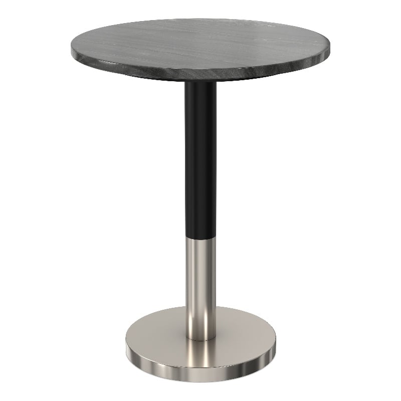 Pemberly Row Modern Side Table with Black Marble Top and Metal Base