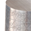 Pemberly Row Geometric Pattern Metal Accent Table in Antique Silver