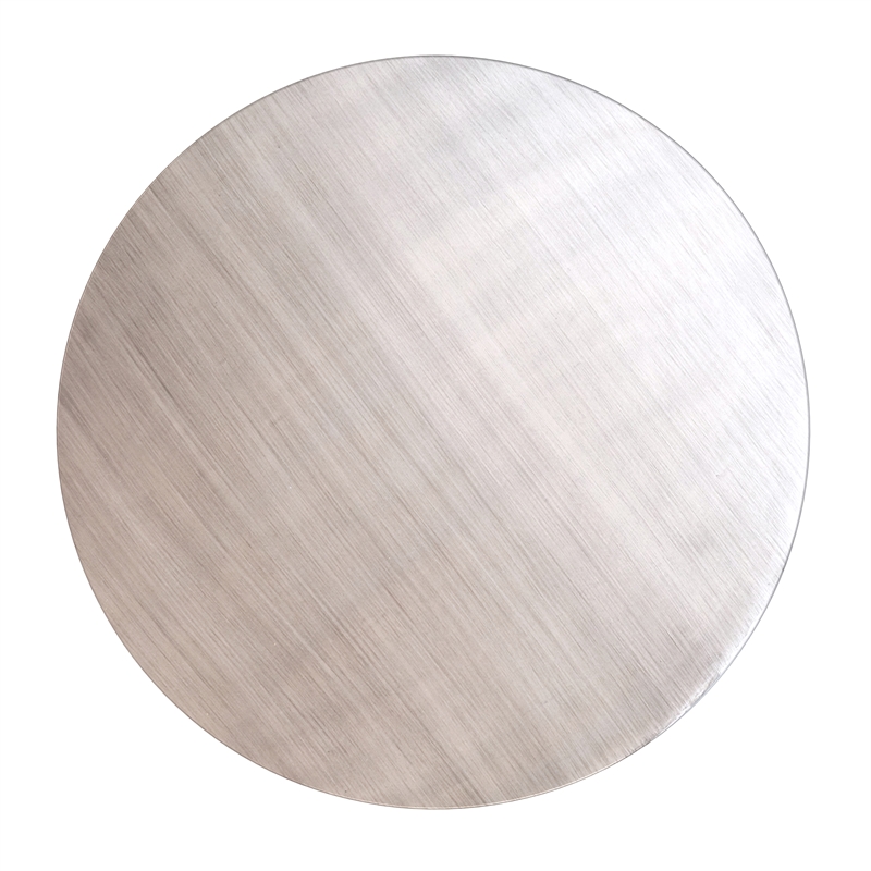 Pemberly Row Geometric Pattern Metal Accent Table in Antique Silver