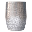 Pemberly Row Geometric Pattern Metal Accent Table in Antique Silver
