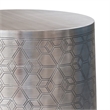 Pemberly Row Geometric Pattern Metal Accent Table in Antique Silver