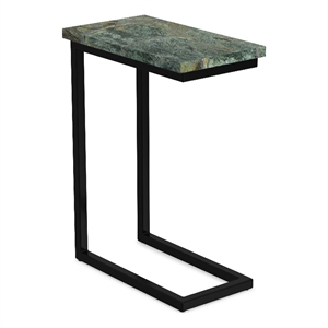 Pemberly Row 18&quot Industrial C Side Table in Green/Black Marble/Iron