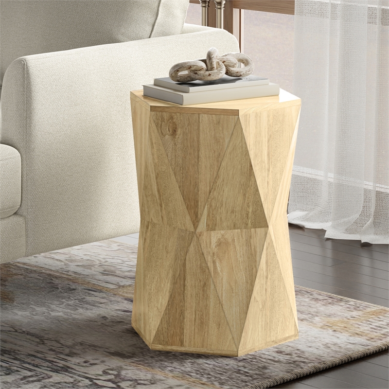 Pemberly Row 16 in Wide Mango Wood End Table in Natural Finish