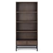 Pemberly Row 3-Piece Rubberwood Bookcase Set with Metal Base in Walnut Brown