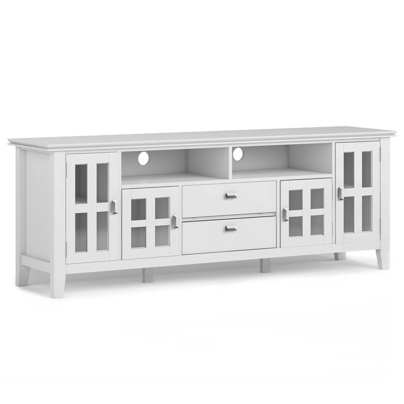Pemberly Row Pine Wood Mission Style TV Stand & 2 Bookcases in White