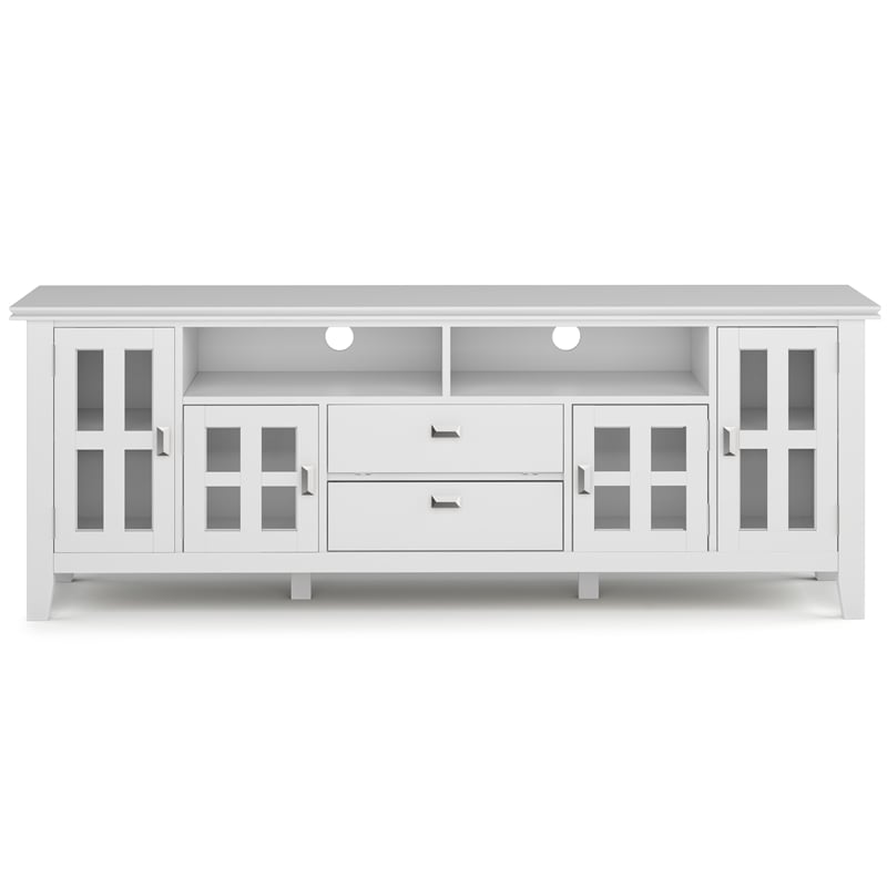 Pemberly Row Pine Wood Mission Style TV Stand & 2 Bookcases in White