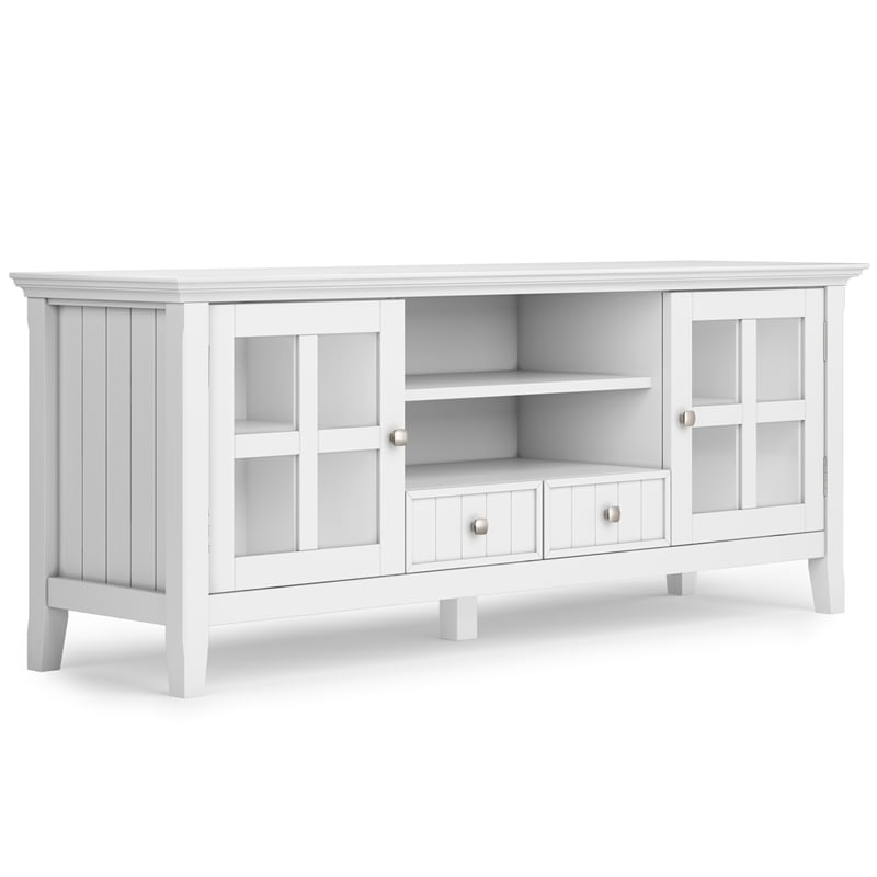Pemberly Row Pine Wood Transitional TV Stand & 2 Bookcases in White