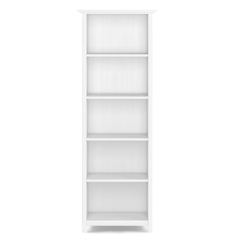 Pemberly Row Pine Wood Transitional TV Stand & 2 Bookcases in White