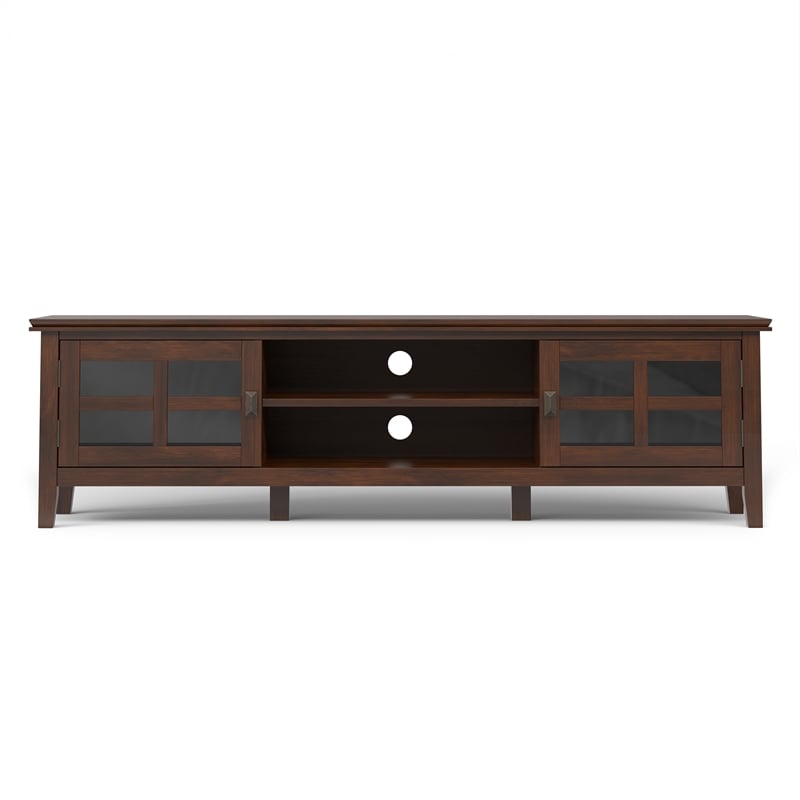 Pemberly Row Mission Style Solid Pine TV Stand & 2 Bookcases in Brown