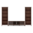 Pemberly Row Mission Style Solid Pine TV Stand & 2 Bookcases in Brown