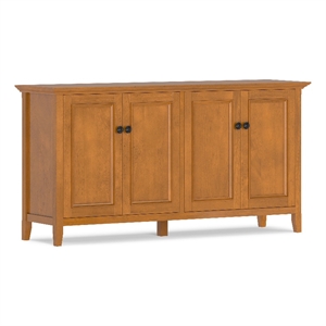 Pemberly Row Solid Wood 4 Door Storage Cabinet in Light Golden Brown