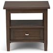 Pemberly Row Solid Wood End Table Set of 2 with Drawer in Farmhouse Brown