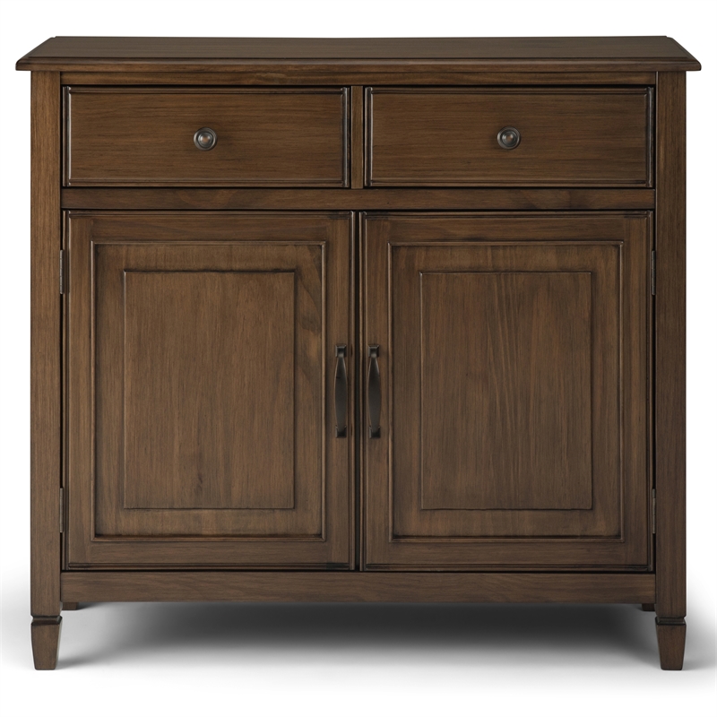 Pemberly Row Solid Wood Storage Bench & Cabinet in Rustic Brown