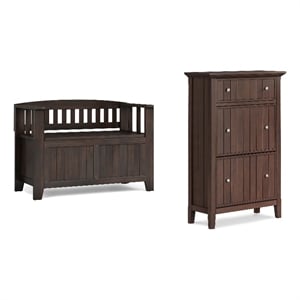 Pemberly Row 36&quot Storage Bench & 31.5&quot Shoe Cabinet in Brunette Brown