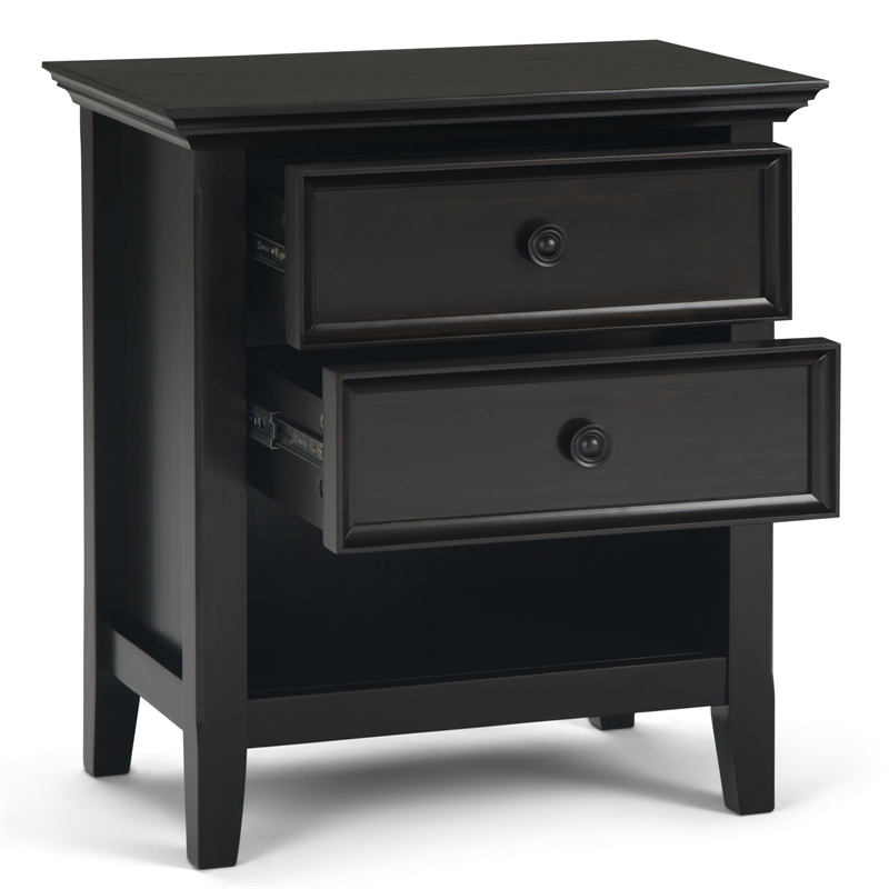 Pemberly Row 24 in Solid Wood Bedside Table Set in Hickory Brown
