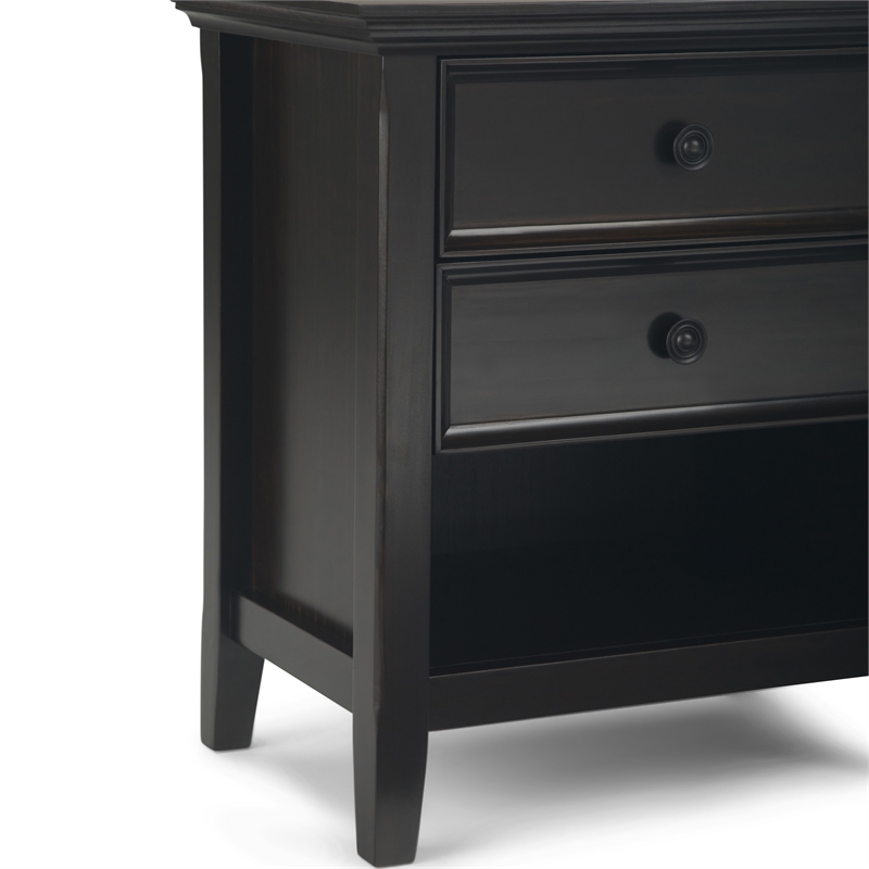 Pemberly Row 24 in Solid Wood Bedside Table Set in Hickory Brown
