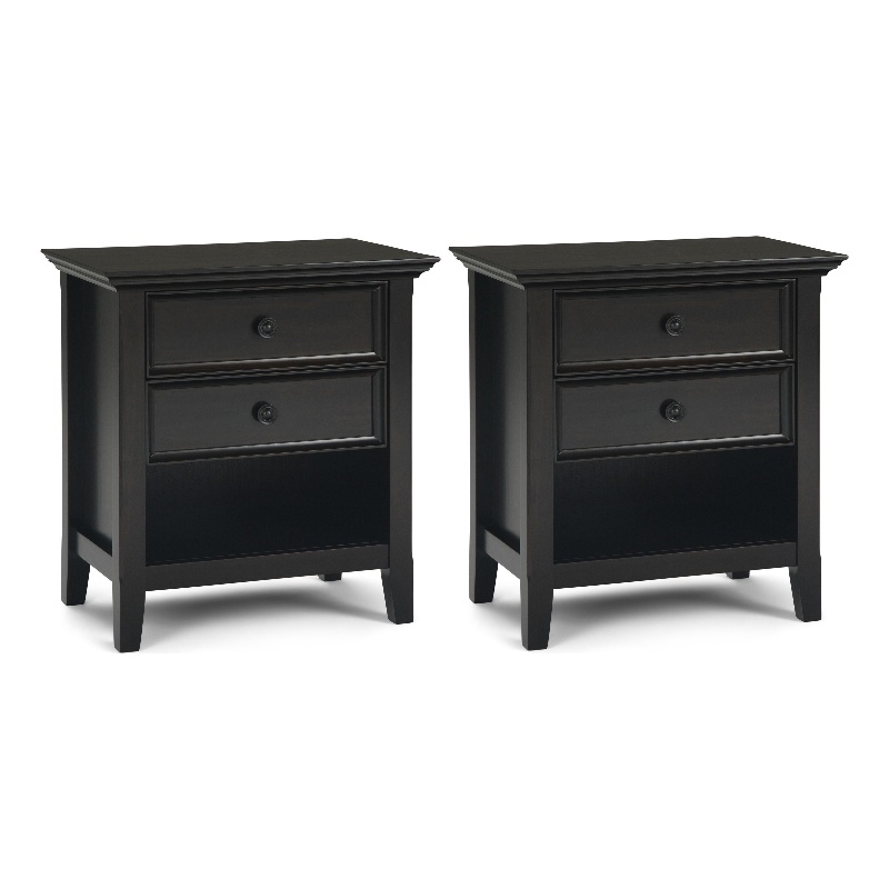 Pemberly Row 24 in Solid Wood Bedside Table Set in Hickory Brown