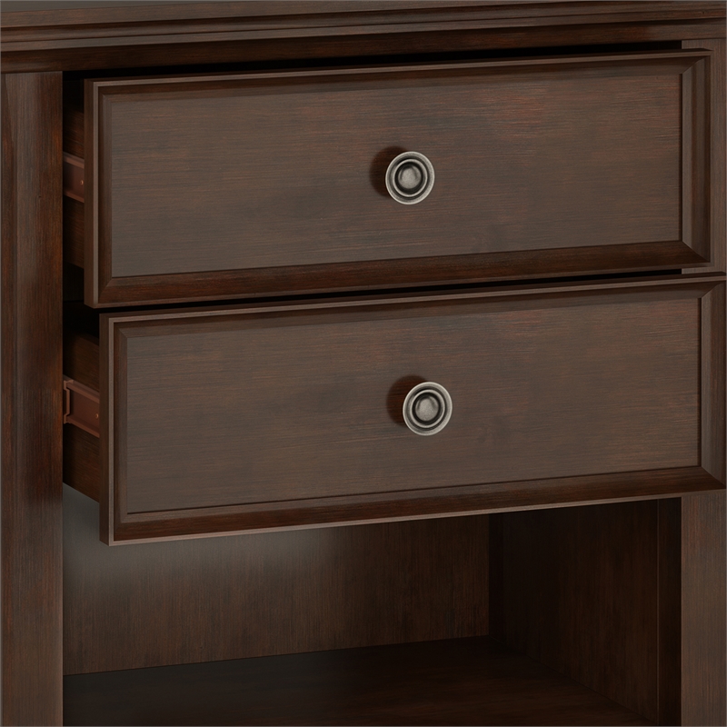 Pemberly Row 24 in Solid Wood Bedside Table Set in Russet Brown