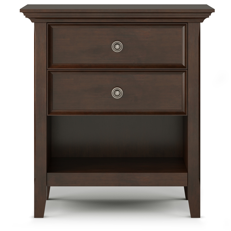 Pemberly Row 24 in Solid Wood Bedside Table Set in Russet Brown