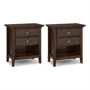 Pemberly Row 24 in Solid Wood Bedside Table Set in Russet Brown